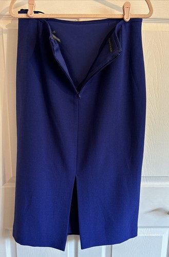 Preston & York Women's Blue Back Zip Slit Stretch Casual Workwear Pencil Skirt 8 - Picture 8 of 8