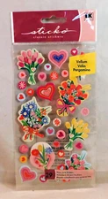 Flower Bouquets Vellum Scrapbook Stickers Sticko EK Success Flowers Hearts G032