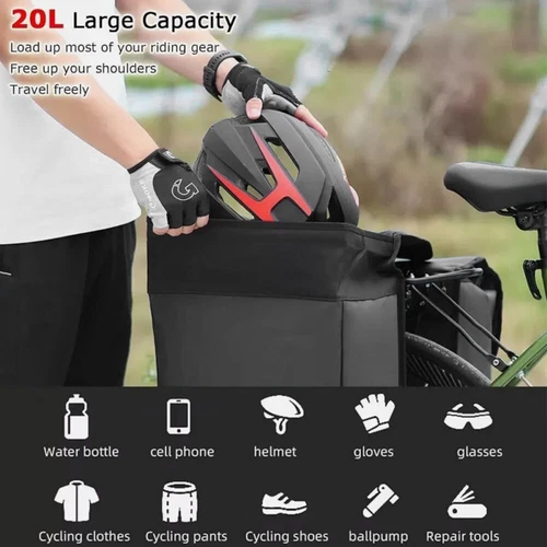 Fahrrad Tasche Set Gepäckträgertasche 20L Packtaschen Gepäckträger Wasserdicht - Bild 5 von 12