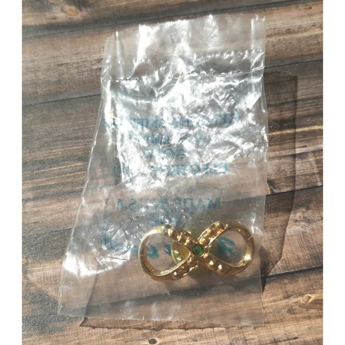 Harriet Carter Genuine Emerald 24KT Gold Electroplated Metal Jacket Hat Pin - Picture 2 of 4