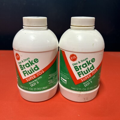 Vintage EIS Super 703 Brake Fluid 12 Oz. F70 (Lot of 2)