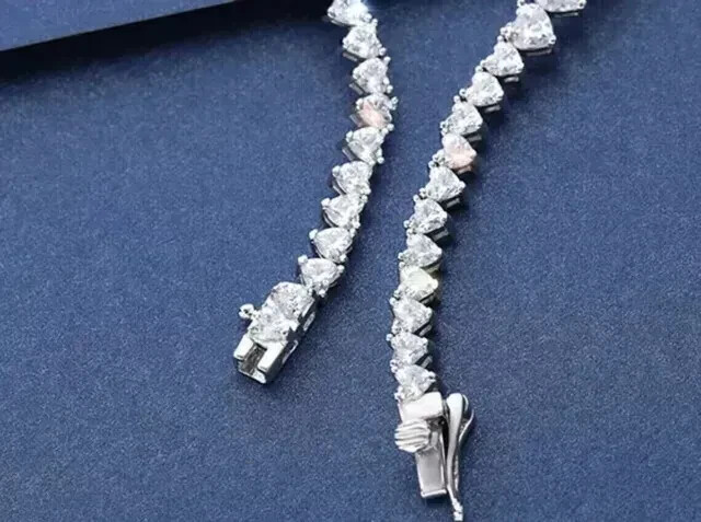 7Ct Heart Cut Lab Created Diamond Women's Tennis Bracelet 14K White Gold Plated