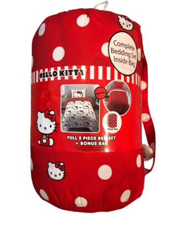 Official Sanrio Hello Kitty Polka Dot Full 5 Piece Comforter Set