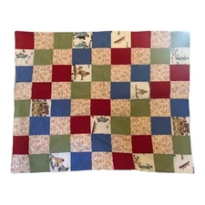 Patchwork Quilt W/ Baseball Design 41"X 33" Handmade Lap Blanket Display on Wall