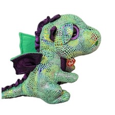 Ty Beanie Boo Cinder the Dragon Plush Toy - Green & Purple10"