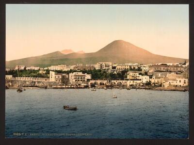 Mount Vesuvius with Torre de Creco Torre del Greco c1900 OLD PHOTO