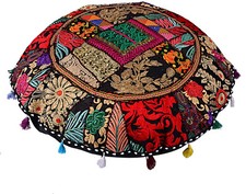 32 Zoll Indischer Vintage Kissenbezug Rund Bezug Patchwork Boden Kissen Hülle...