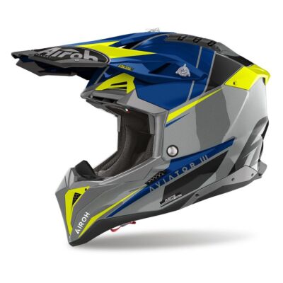 Helmet Off Road Airoh AVIATOR 3 Push Blue Gloss | eBay