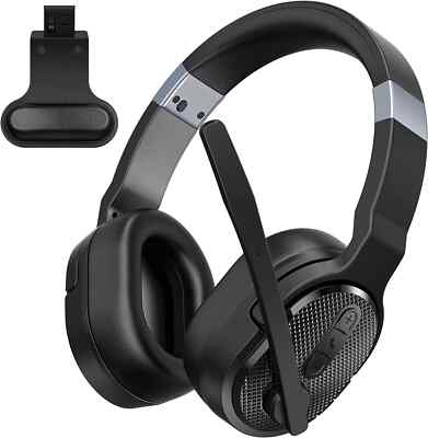 Trucker Bluetooth 5.0 Wireless Headset With Noise Cancelling Mic For Phone PC