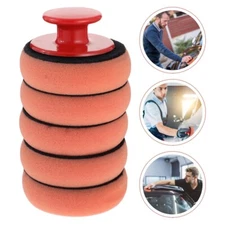 5pcs Car Sponge Applicators Tire Cleaner Polishing Pads Waxing Pad with Handle