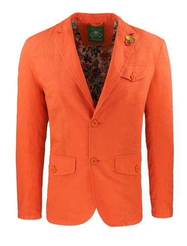 Giacca uomo in lino Classic arancio elegante 2 bottoni blazer man's Jacket  | eBay