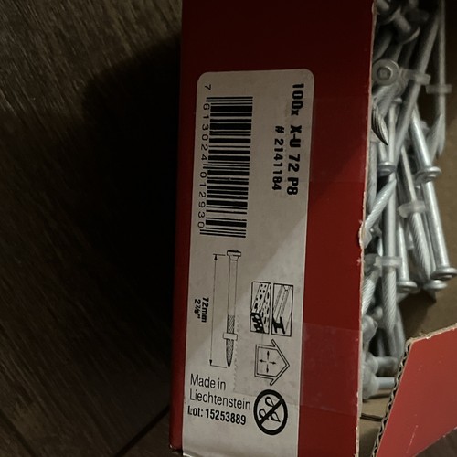 Hilti 2141184 X-U 72 P8 PIN 2-7/8 (scatola da 100) Spedizione gratuita - Foto 4 di 5