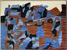 LUDMILA VINTAGE MODERN ART ABSTRACT OIL PAINTING CUBISM CUBIST MODERNISM 1960s