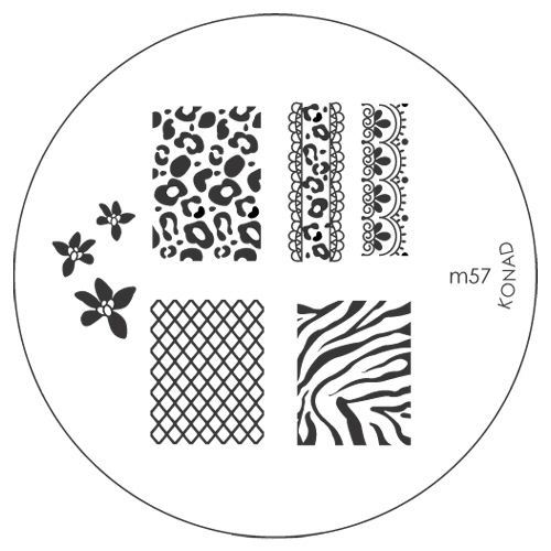 Original Konad Stamping Schablone Muster Zebra Leopard Blüten Stamping Lack m57