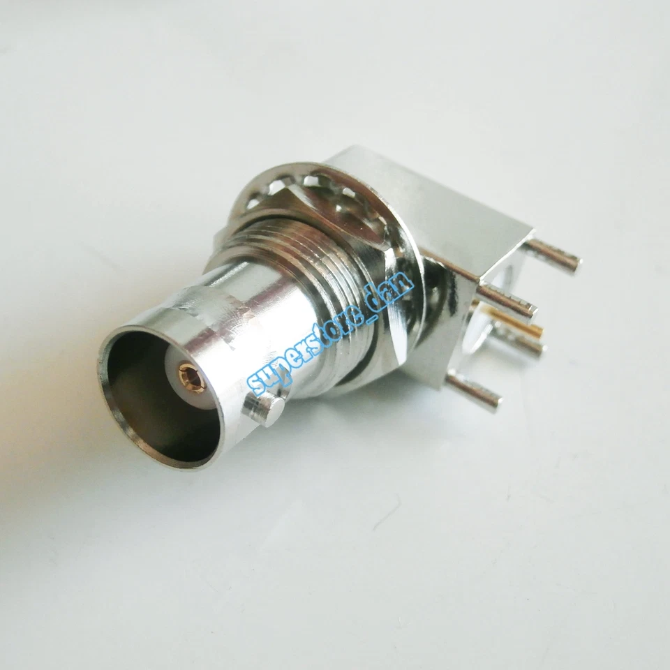 10Pcs BNC female bulkhead 90° solder PCB mount right angle RA RF connector - Image 3 of 4