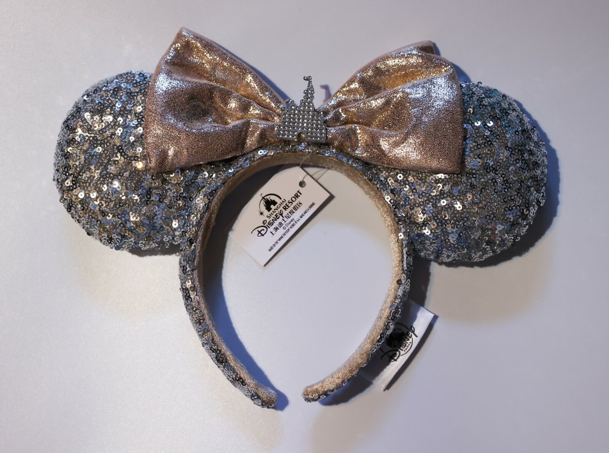 Disney Parks Sequin Ears Castle Rhinestone Silver Mickey Mouse Bow Headband Minnie Ears Sequins Bow Castle Jewel Silver Disney Parks  main image 2