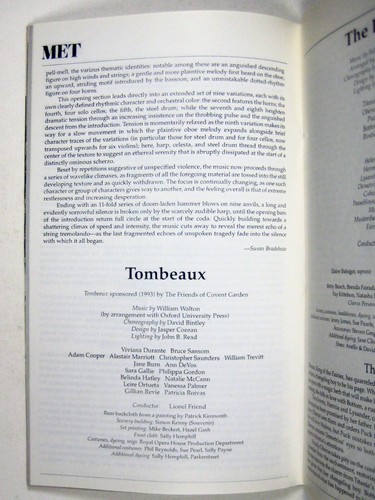 Royal Ballet Stagebill julio 1994 Tombeaux Metropolitan Opera Lincoln Center NYC - Imagen 8 de 10