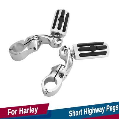 1-1/4'' Angled Adjustable Short Highway Pegs For Harley Road King FLHR Slim FLS