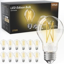 12 Pack A19 Vintage Led Edison Bulbs Dimmable 60w Equivalent High Brightness 270