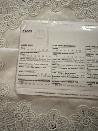 Simplicity Sew Simple Sewing Pattern E2003 Misses Skirt 10-12-14-16-18-20-22 UCN - Picture 5 of 5
