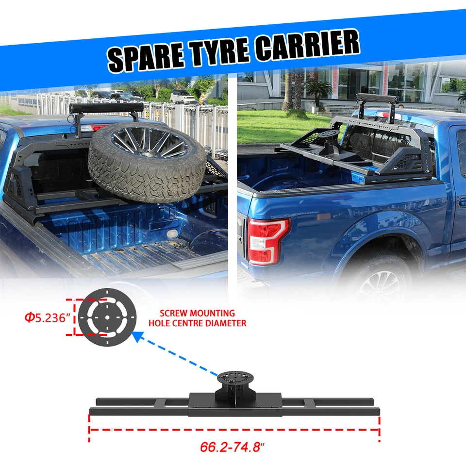 Adjustable Roof Rack Roll Sport Bar For 1999-2025 GMC sierra 1500/2500HD/3500HD Foto 4 de 4