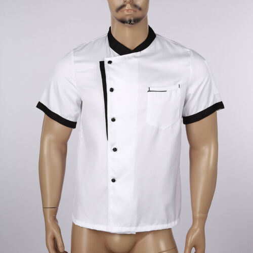 Unisex Men Women Short Sleeve Chef Jacket Coat Cook Work Restaurant Uniform Top - Picture 21 of 43
