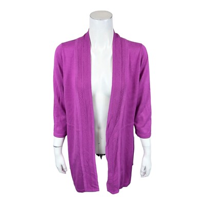 Isaac Mizrahi Women's Chevron Stitch Swing Sweater Cardigan Plum Small Size