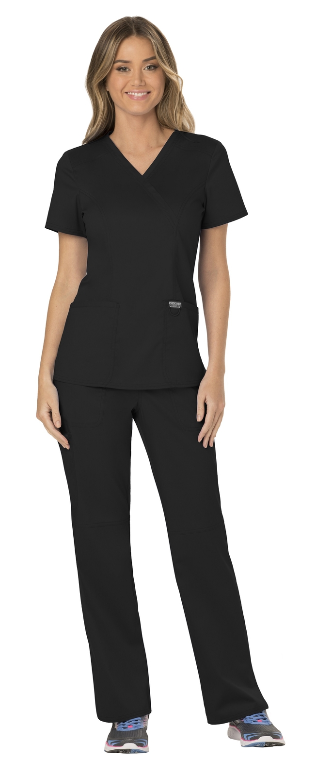 Cherokee Workwear Revolution Women's Scrub Set WW610 Mock Wrap Top
