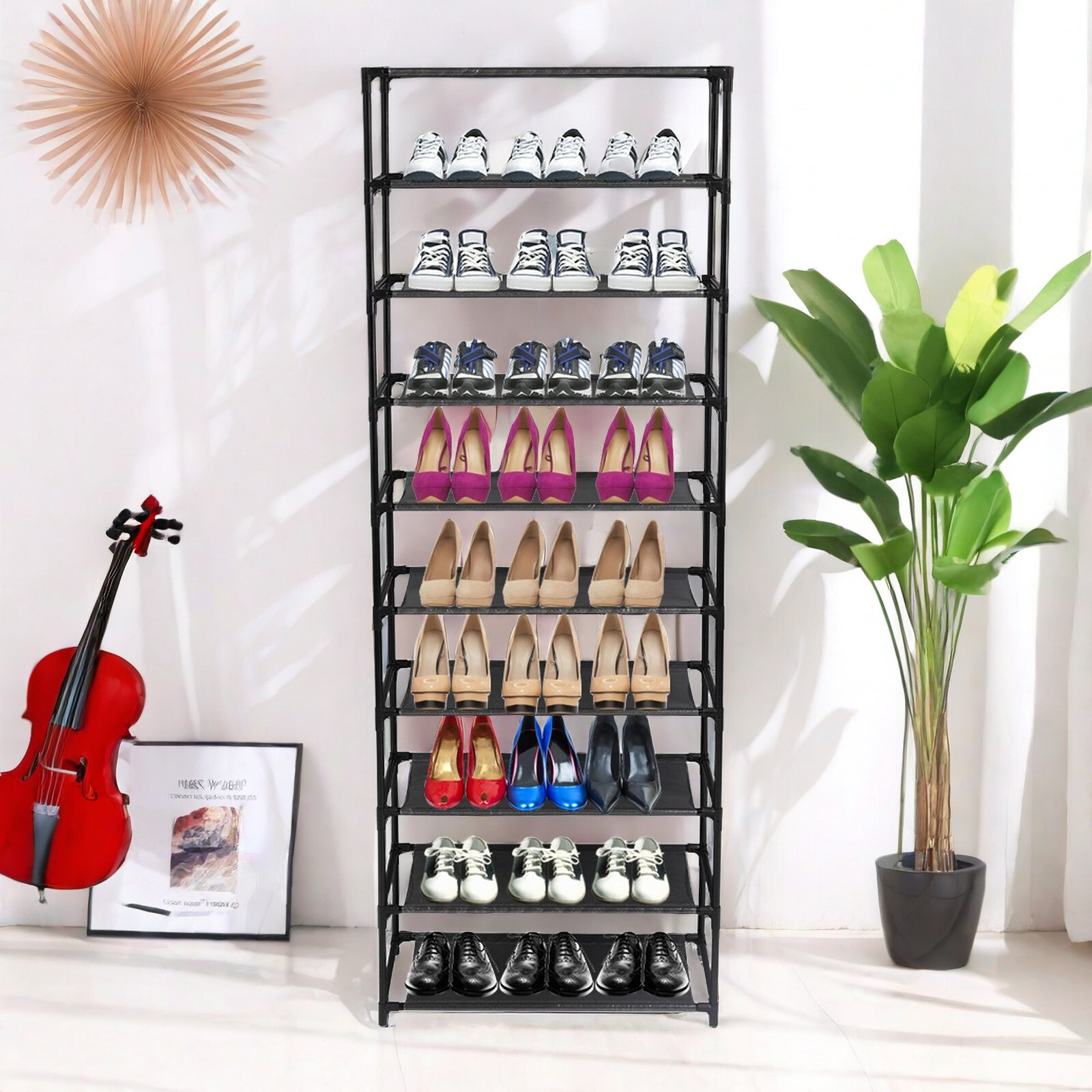 10-Tier Adjustable Shoe Rack Organizer Holds 50 Pairs Free Standing Storage Shelves