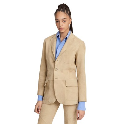 Women's Polo Ralph Lauren Vintage Khaki Lamb Suede Blazer Jacket