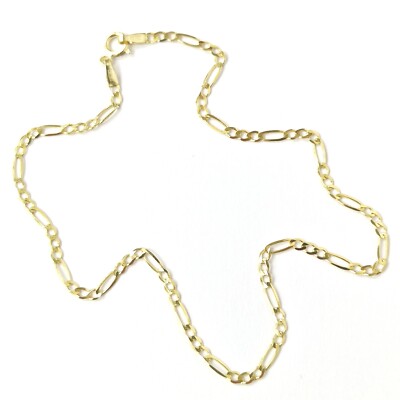 Fußkette 9 kt Gold Figaro-Stil Fußkette UK punziert 10 Zoll lang