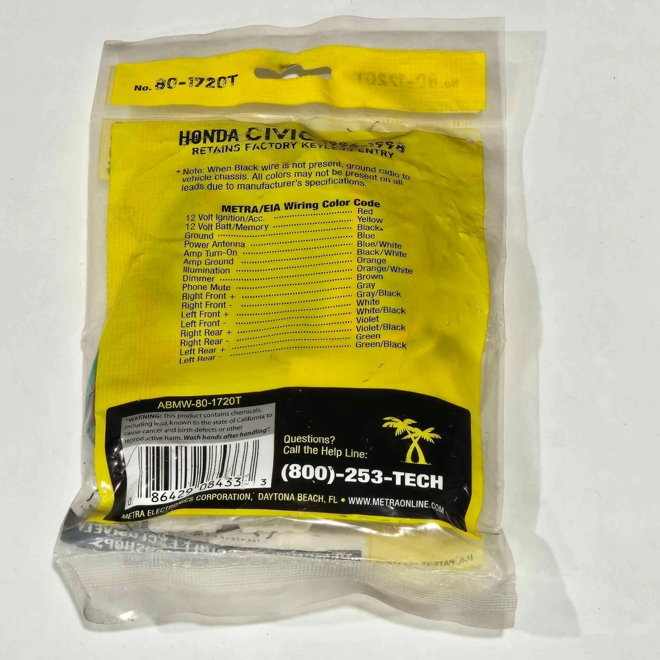 METRA 80-1720T STEREO WIRING HARNESS FOR 1996-1998 HONDA CIVIC - Image 2 of 3