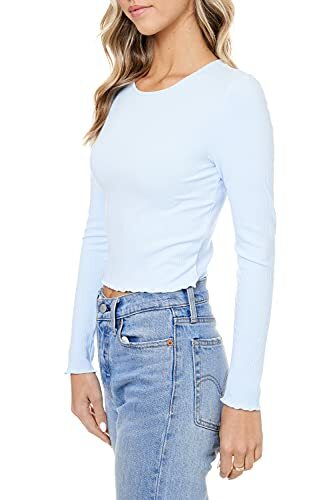Elodie Women's Cut Out Back T Shirts with Long Sleeve | Casual Knit Top Size L - Afbeelding 2 van 3