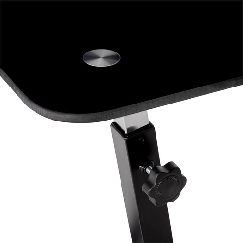 Height Adjustable Mobile Laptop Cart with Tempered Glass Top - Black & Ergonomic - Picture 7 of 10