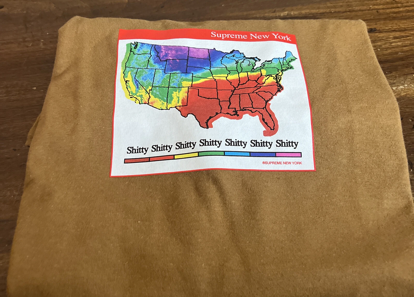 TEE SHIRT SUPREME WEATHER LT MARRON TAILLE MEDIUM (100% AUTHENTIQUE) NEUF FW23 SEMAINE 7