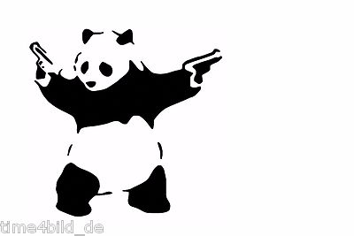 TIME4BILD BANKSY Panda With Guns Weiß Schwarz Loft BILDER LEINWAND ART GICLEE