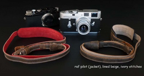 LUIGI RAF PILOT DELUXE STRAP FULLY LINED BEIGE OR RED SUEDE,to LEICA,NIKON,CANON - Picture 3 of 3