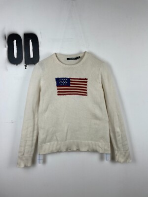Polo Ralph Lauren American Flag Sweater White Size M
