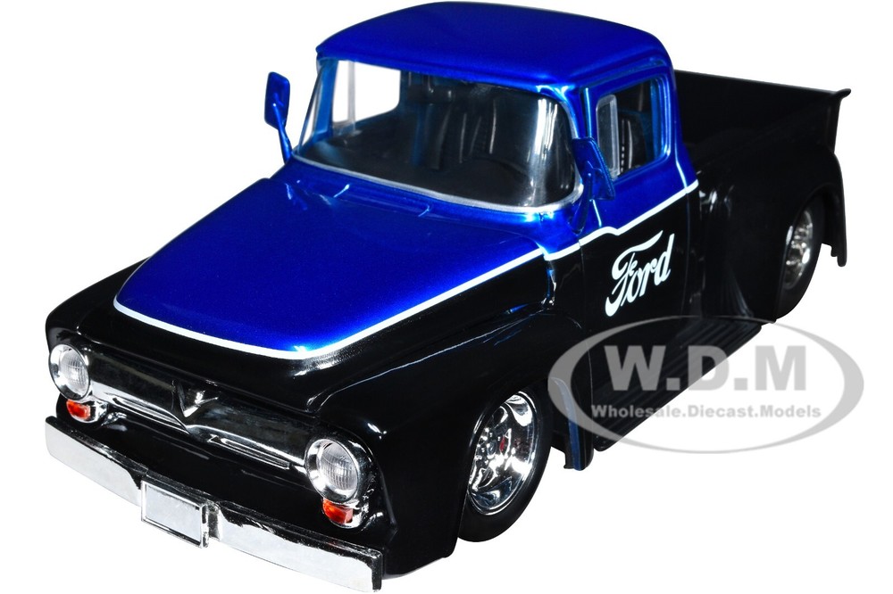 1956 Ford F-100 Pickup Black & Blue 1/24 Diecast Model by Jada 34307