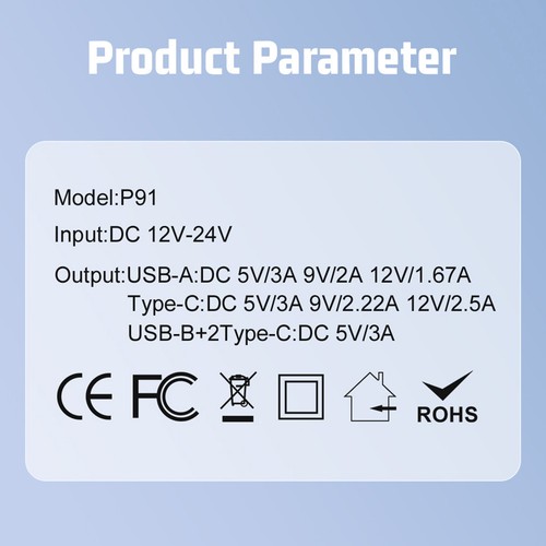 Chargeur Voiture Charge Rapide 2 Port USB Cordon de Charge 3 Port Type-C Flash Classique - Photo 5 sur 7