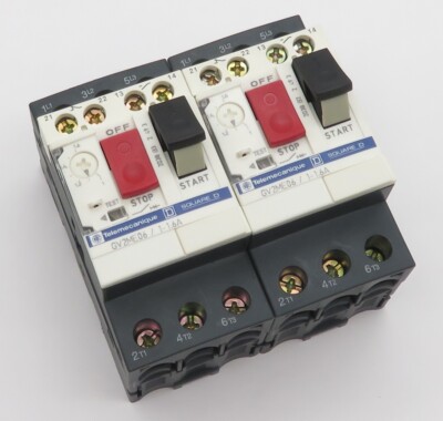 2x Motorschutzschalter Telemecanique GV2ME06 Motor Circuit Breaker 1-1,6A 1S+1Ö