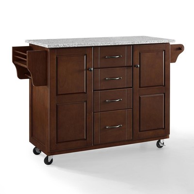 まろろん Eleanor Granite Top Kitchen Cart Mahogany/Gray 710244224376