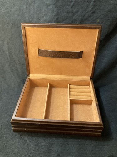 Vintage 1970’s Commodore Rosalco Wood & Velvet Jewelry Box