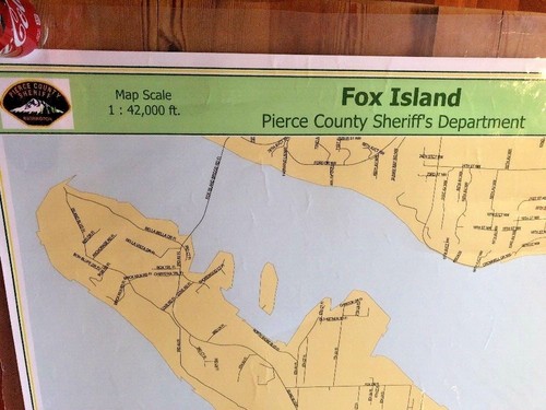 Mapa Vintage FOX ISLAND Condado de Washington Logotipo del Sheriff 36x44 Tacoma Laminado GRANDE - Imagen 5 de 12