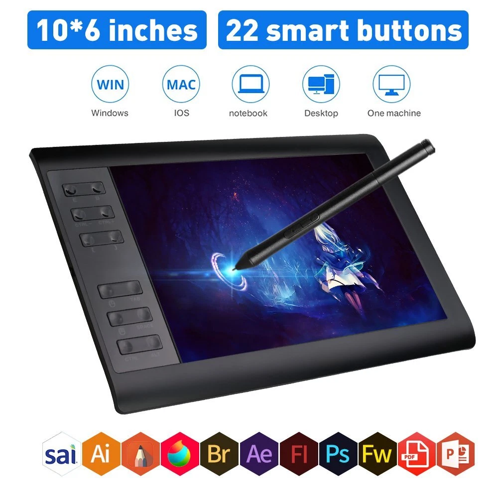 Graphic Tablet Drawing Pad Quick Reading Pressure Sensing with