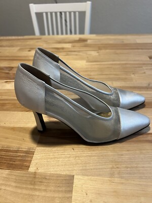 Vintage Yves Saint Laurent Leather Metallic Pumps Shoes Heels Size