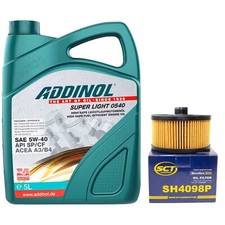 Motor&ouml;l Set 5W-40 Addinol 5 Liter + &Ouml;lfilter SH 4098 P f&uuml;r Dacia Mercedes Nissan