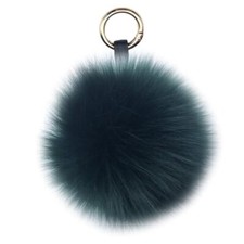 Unpafcxddyig Faux Fox Fur Ball Soft Pom Pom Keychain for Car Key Deep Green