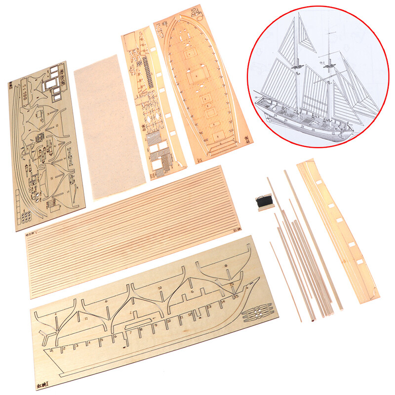 1:100 Halcon Wooden Sailing Boat Model DIY Kit Ship Assembly Decoration Gi__-