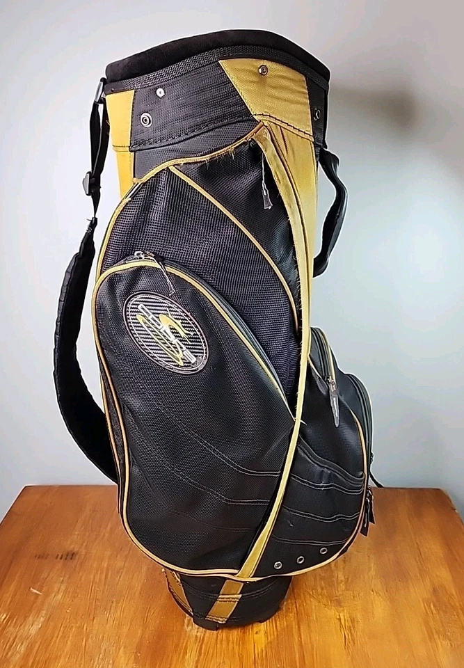 COBRA Golf Bag 5 Dividers Standing Bag 7 Pockets Black Gold 35" w Shoulder Strap - Image 2 of 4